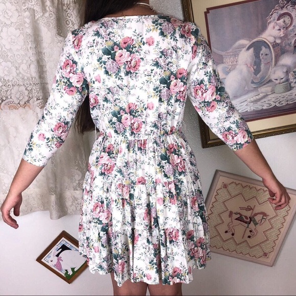 Vintage XS USA Tiered Circle Skirt Floral Buttoned - Picture 2 of 13